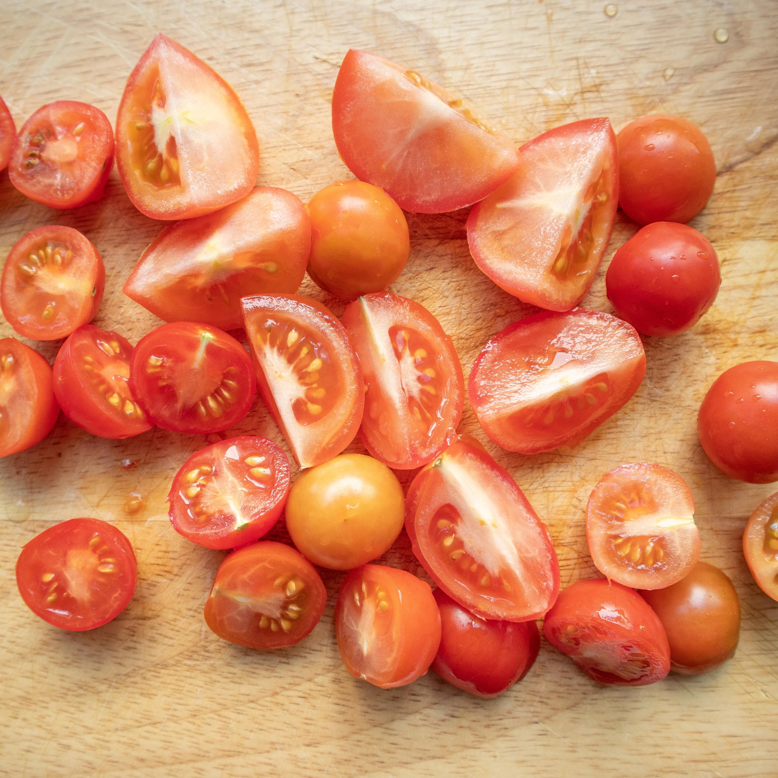 Ripe tomatoes (use any variety, cut into halves, quarters, or leave whole for cherry tomatoes)