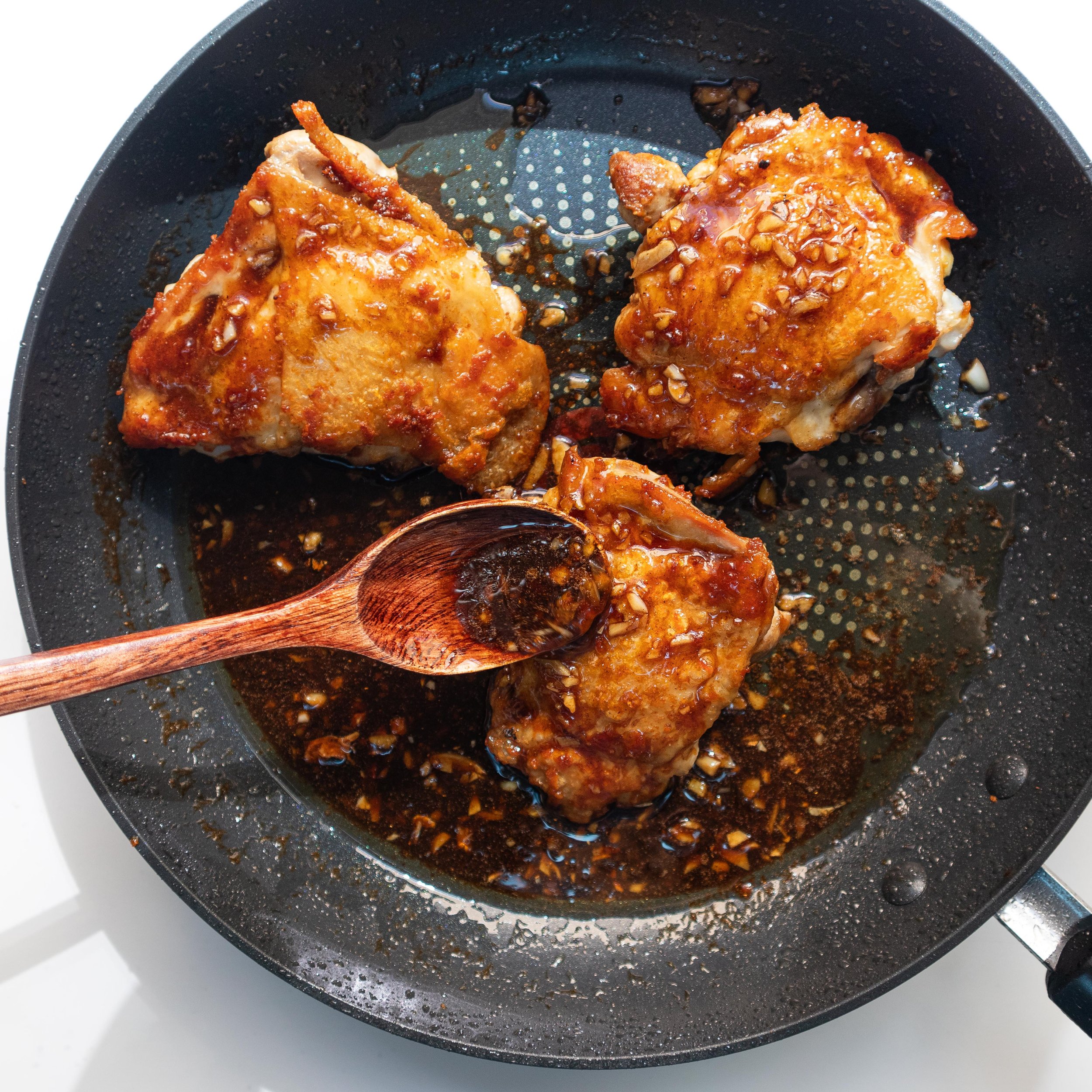 Coat chicken in the soy sauce glaze