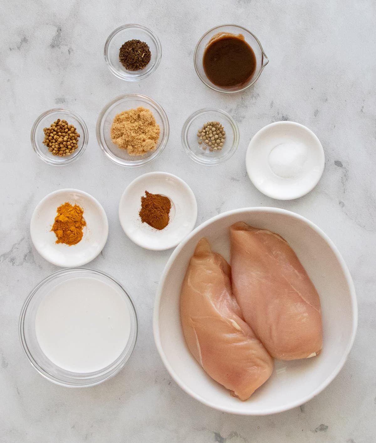Ingredients for marinated chicken satay